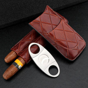 Case Bolsa Porta 2 Charutos P/ Viagem Couro E Cortador Inox curitiba